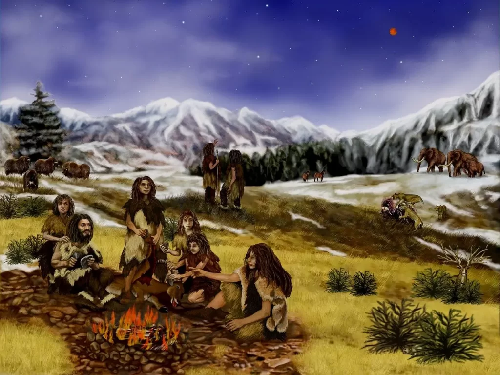 A photo illustrating human activities of primeval times.