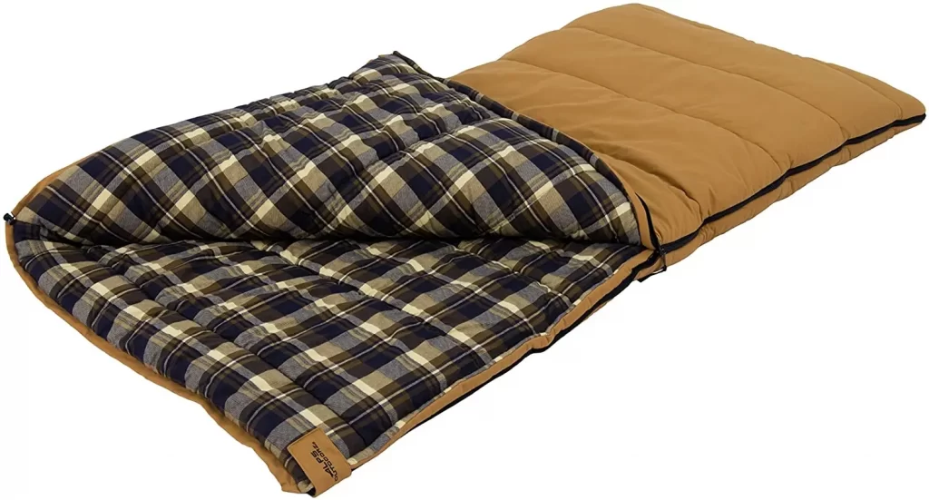 A rectangular sleeping bag.