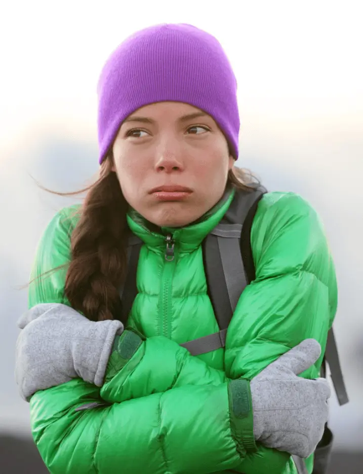 A woman feeling cold.