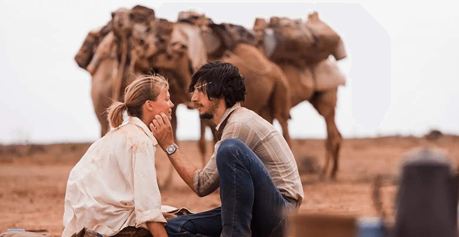 Mia Wasikowska and Adam Driver in Tracks', an outdoor movie.
